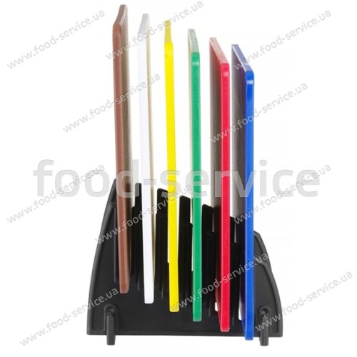 Набор разделочных досок Hendi 825686 6шт HACCP 450x300x(H)10 и стойка